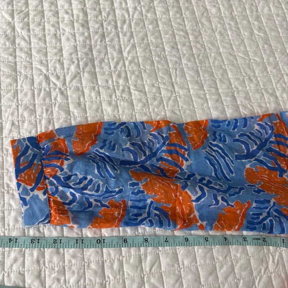 HiHo Womens Long-Sleeve Cotton Dress With Collar In Blue & Orange Size S Made In - Picture 6 of 9